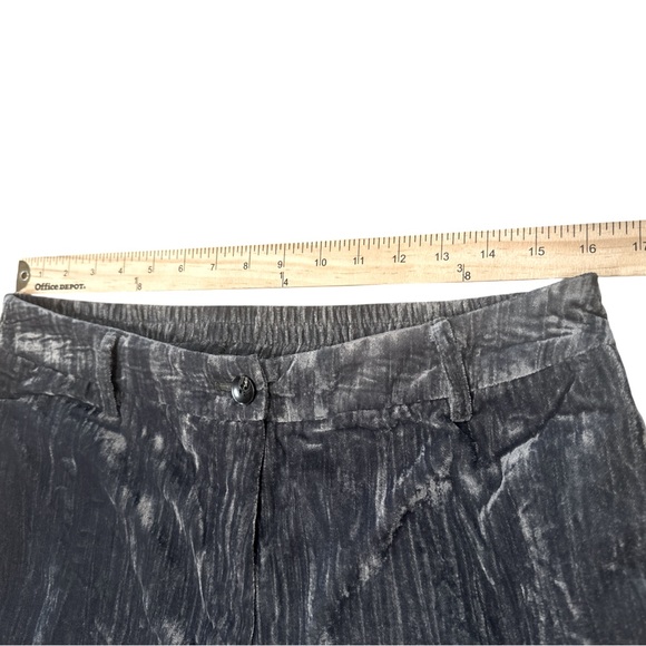 Bibi Pleated Velvet Pants Size XL Seal Grey Side Pockets Belted Waistband - Picture 12 of 14